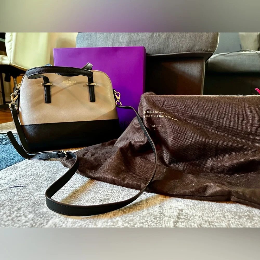Kate Spade Cedar Street Maise Medium Beige/Black Crossbody - Picture 15 of 15